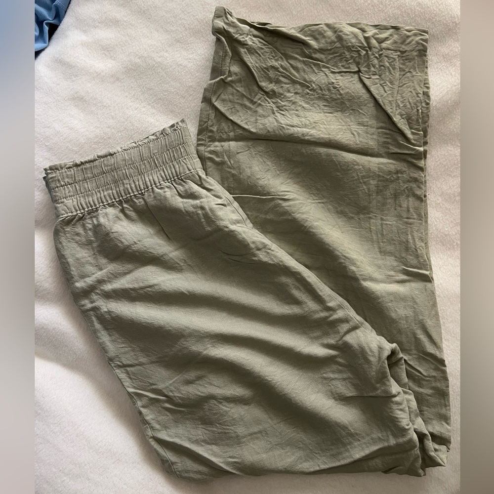 Wide-Leg Linen Blend Pants